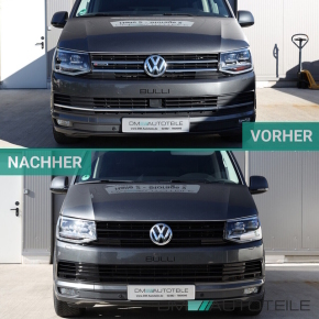 Set Kühlergrill für Emblem+ Gitter Stoßstange unten Hochglanz Schwarz passt für VW T6 alle Modelle 2015-2019 auch Sportline