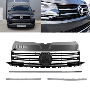 Frontgrill Grille Badged Black gloss /Chrome + Trims Set fits on all VW T6 up 2015-2019 also Sportline