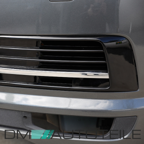 Set Kühlergrill für Emblem+ Leisten Set Stoßstange unten Hochglanz Schwarz Chrom passt für VW T6 alle Modelle 2015-2019 auch Sportline