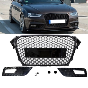 Set Front Grille honeycomb + fog light mesh black finish...