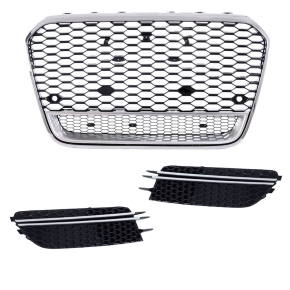 Sport honeycomb Front Grille Radiator Chrome Black Silver fits on Audi A6 C7 ab 11-14 w/o RS6