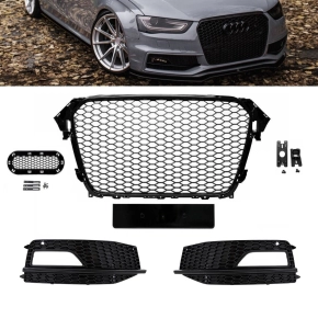 Set Front Grille honeycomb black gloss + Fogs Cover...