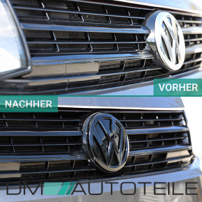 Set Kühlergrill + Gitter+ Emblem Hochglanz Schwarz Kit passt für VW T6 Multivan Transporter 2015-2019 auch Sportline