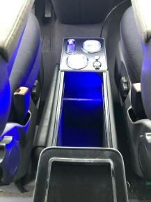 Universal storage Box with Cup Holders black gloss LED Lighting and USB Ports fits on VW T5 T6 all models