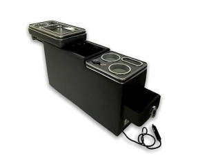 Universal storage Box with Cup Holders black gloss LED Lighting and USB Ports fits on VW T5 T6 all models