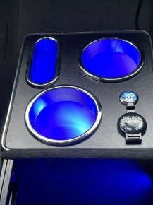 Universal storage Box with Cup Holders black gloss LED Lighting and USB Ports fits on VW T5 T6 all models