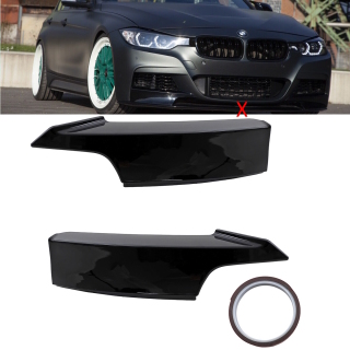 Set of Front Spoiler Splitter Flaps Black Gloss fits on BMW 3-Series F30 F31 M-Sport + LCI