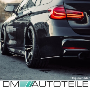 Set Exclusiv DM Rear Diffusor + Side Flaps Spoiler Splitter black gloss below Performance fits on BMW F30 F31 M-Sport Bumper