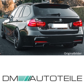 Set Exclusiv DM Rear Diffusor + Side Flaps Spoiler Splitter black gloss below Performance fits on BMW F30 F31 M-Sport Bumper