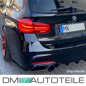 Set Exclusiv DM Rear Diffusor + Side Flaps Spoiler Splitter black gloss below Performance fits on BMW F30 F31 M-Sport Bumper