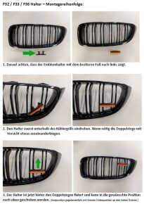 Doppelsteg-Kühlergrill Emblemhalter kurze Variante für BMW 4er F32 / F33