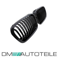 SET Dual Slat Kidney Front Grille Glossy Black fits BMW E46 