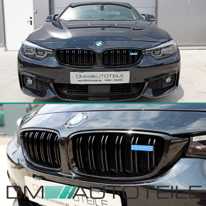 Wunsch Länderflaggen + Emblem Halter für BMW 4er F32 F33 Doppelsteg Kühlergrill Griechenland