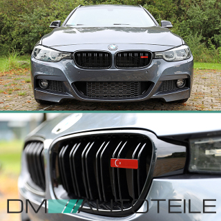 Wunsch Länderflaggen + Emblem Halter für BMW F30 F31 Doppelsteg Kühlergrill Türkei