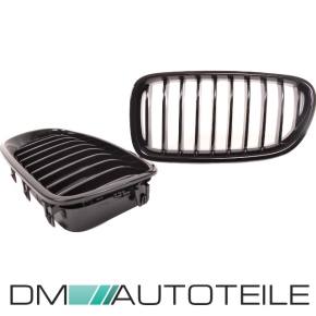 2x Kühlergrill Grill Schwarz Glanz Klavierlack 10 Streben LCI Design passend für BMW F10 F11 auch M M5