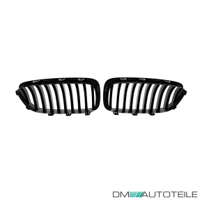 2x Kühlergrill Grill Schwarz Glanz Klavierlack 10 Streben LCI Design passend für BMW F10 F11 auch M M5