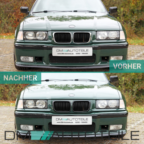 Satz 2x Kühlergrill Schwarz Matt Einzelsteg passend für BMW 3er E36 Facelift ab 1996-1999
