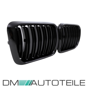 Set of Dual Slat Front Kidney Grille Black gloss fits on BMW 3-Series E36 all models up facelift year 1996