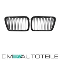 Set of Dual Slat Front Kidney Grille Black gloss fits on BMW
