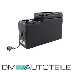 Universal storage Box with Cup Holders black gloss LED Lighting and USB Ports fits on VW T5 T6 all models