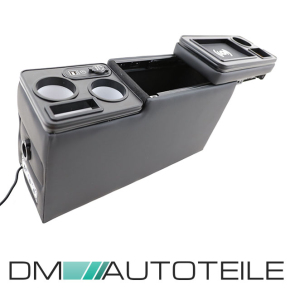 Universal storage Box with Cup Holders black gloss LED Lighting and USB Ports fits on VW T5 T6 all models