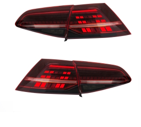 LED TAIL LIGHTS RED LENS SUITABLE FOR VOLKSWAGEN GOLF 7 7.5 2012-2020 WITH WIRING KIT SEQUENTIAL INDICATOR