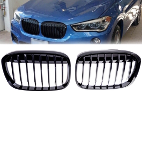 Satz Performance Einzelsteg Kühlergrill Schwarz Grill glanz passt für BMW X1 F48 ab 2014