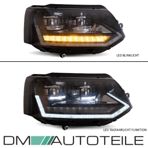 RHD Voll LED Facelift Scheinwerfer Set Klarglas Schwarz dynamische Blinker + Welcome Home passt für VW T5 GP 09-15 nur Rechtsverkehr