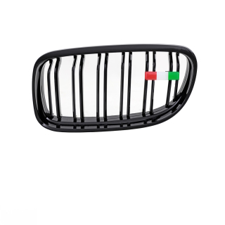 Wunsch Länderflaggen + Emblem Halter für BMW 3er E90 E91 Doppelsteg Kühlergrill Schwarz Italien
