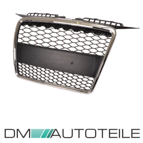 Front Grille honeycomb black chrome + license plate holder + fitts on Audi A3 8P 8PA 05-08 w/o RS3