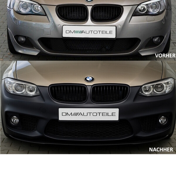 DM Autotele Set Griglia Radiatore Nero Lucido Per BMW Serie 5 E60/E61 (2003-2010) | Doppia Barra Stile M, Ricambio Originale, Facile Montaggio