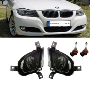 Satz Nebelscheinwerfer H8 Klarglas Smoke passt für BMW 3er E90 E91 alle Modelle ab LCI 2008-2011 mit Serien Stoßstange