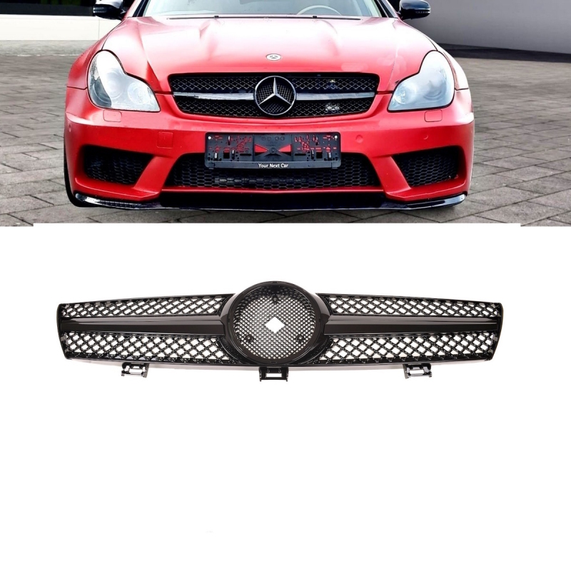 Mercedes CLS C219 W219 Twin Blade Front Grille Black / Chrome Sport Year  04-08