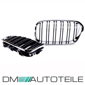 Kühlergrill Doppelsteg Chrom Schwarz Hochglanz passend für BMW 1er F20 F21 LCI ab 2015