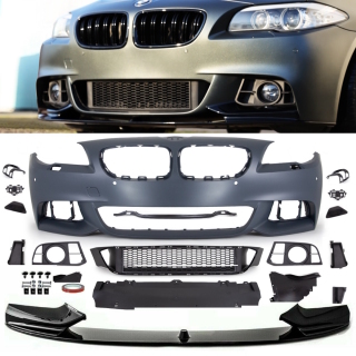 Sport Performance Front Bumper + Splitter gloss black fits on BMW 5 F10 F11 Facelift LCI to M-Sport up 2013