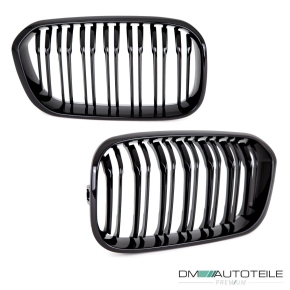 Doppelsteg-Kühlergrill für BMW 1er F20 / F21 LCI in Schwarz Glanz