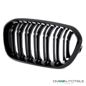 Doppelsteg-Kühlergrill für BMW 1er F20 / F21 LCI in Schwarz Glanz