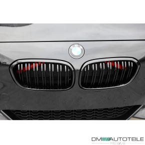 Doppelsteg-Kühlergrill für BMW 1er F20 / F21 LCI in Schwarz Glanz