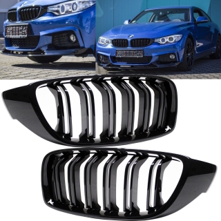 Set Doppelsteg Kühlergrill Schwarz Glanz für BMW 4er F32 F33 F36 auch M4