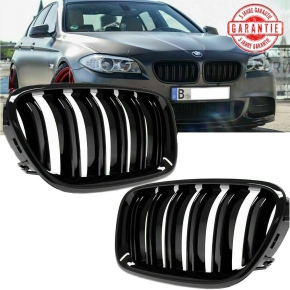 1 Set Front Grille gloss black Dual Slats fits on BMW 5-Series F10 F11 all models also M5 M