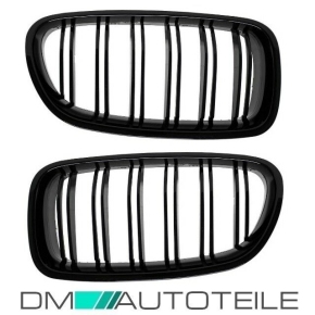 SET Kühlergrill Grill Schwarz Glanz Doppelsteg passend für BMW 5er F10 F11 auch M M5