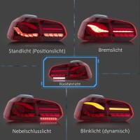 Set Rear Lights Tail dynamic Indicator Red fits on VW Golf V