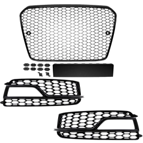 Set Honeycomb Front Grille +Fogs Cover Black Gloss fits...