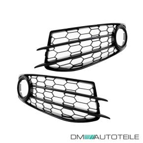 Set Badgeless Front Grille Grille Honeycomb +Fogs Cover Black Gloss fits Audi A3 8P 08-13 S-Line /S3 