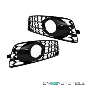 Set Badgeless Front Grille Grille Honeycomb +Fogs Cover Black Gloss fits Audi A3 8P 08-13 S-Line /S3 