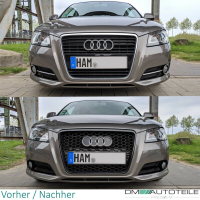 Set Badgeless Front Grille Grille Honeycomb +Fogs Cover Blac