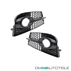 Set Honeycomb Front Grille black gloss + Fog Lights cover fits on Audi TT 8J S-Line 2010-2014