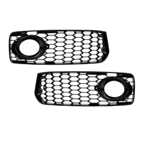 Kühlergrill Grill Wabendesign hochglanz Schwarz +Gitter Set passt für Audi A5 8T Baujahr 2007-2011 S-Line nicht RS5