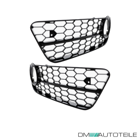 Kühlergrill Grill Wabendesign hochglanz Schwarz +Gitter Set passt für Audi A5 8T Baujahr 2007-2011 S-Line nicht RS5