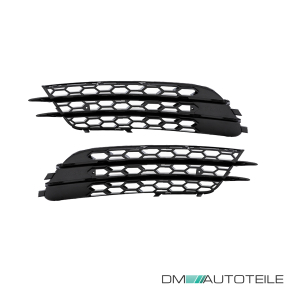 Set Waben Kühlergrill + Nebelscheinwerfergitter Schwarz Glanz passt für Audi A6 C7 4G Serie vor Facelift 2011-2015